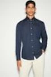 Bleu marine - Slim Fit (Slim Fit) - Chemises Oxford boutonnées Easy Iron - Image 1 de 1