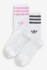 adidas Originals Pink/White Mid Cut Glitter Crew Socks 2 Pack - Image 1 of 1