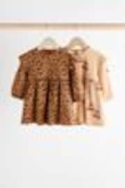 Tan Brown/ Cream Cherry & Animal Print Baby Cotton Jersey Dresses 2 Pack (0mths-2yrs) - Image 1 of 1