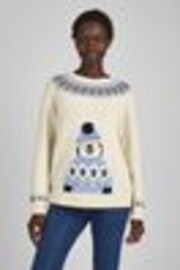 JoJo Maman Bébé Ecru Christmas Penguin Fair Isle Pattern Jumper - Image 1 of 1