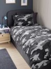 Blue Camo Super Soft Reversible Fleece Duvet Cover and Pillowcase Set - Image 1 of 1
