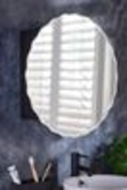 Clear Scalloped Round Mirrored Wall Cabinet - Image 1 of 1