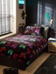 Black Drippy Gamer Super Soft Reversible Fleece Duvet Cover and Pillowcase Set - Image 1 of 1