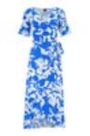 Pour Moi Blue Print Megan Stretch Jersey Wrap Midi Dress - Image 1 of 1