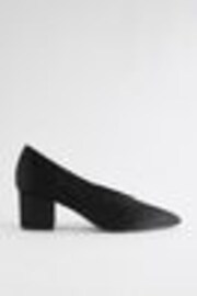 Black Forever Comfort® Leather Point Toe Low Block Heels - Image 1 of 1