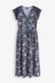 Pour Moi Navy White Julie Slinky Jersey Lace Trim Midi Dress - Image 1 of 1