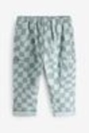 Blue Checkerboard Side Pocket 100% Cotton Pull On Trousers (3mths-7yrs) - Image 1 of 1