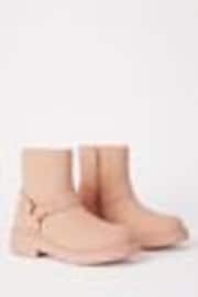 Lipsy Pink Heart Buckle Biker Faux Leather Flat Ankle Boot - Image 1 of 1