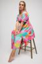 Yours Curve Pink Ditsy Floral Print Shirred Midaxi Dress - Image 1 of 1