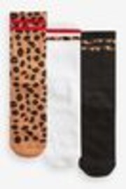 White/Black /Animal Cushion Sole Ribbed Sport Ankle Socks 3 Pack With Arch Support - Image 1 of 1