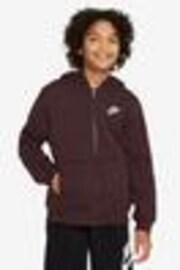 Nike Burgundy Red Club Fleece Zip Through Hoodie - Image 1 of 1
