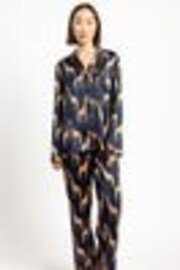 Chelsea Peers Blue Satin Giraffe Print Long Pyjama Set - Image 1 of 1
