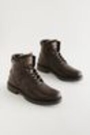 Brown Leather Zip Up Borg Lined Boots - Image 1 of 1