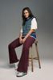 Burgundy Hourglass Cord Flared Trousers - Image 1 of 1