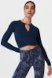 Sweaty Betty Navy Blue Mindful Flex Wrap Long Sleeve Top - Image 1 of 1