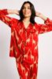 Chelsea Peers Red Satin Giraffe Print Long Pyjama Set - Image 1 of 1