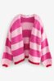 Pink Stripe Soft Touch Fuzzy Knitted Cardigan - Image 1 of 1