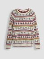 JoJo Maman Bébé Ecru Mens Christmas Fair Isle Pattern Jumper - Image 1 of 1