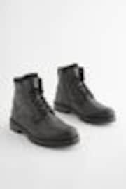 Black Leather Zip Up Borg Lined Boots - Image 1 of 1