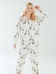 Chelsea Peers Cream Curve Giraffe Button Up Long Pyjama Set - Image 1 of 1