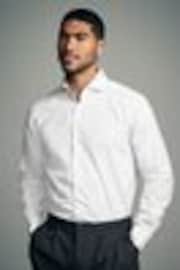 Белый - Regular Fit Brushed Flannel Single Cuff Formal 100% Cotton Oxford Shirt - Изображение 1 из 1