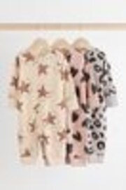 Brown Two Way Zip Baby Footless 100% Cotton Sleepsuits 3 Pack (0mths-3yrs) - Image 1 of 1