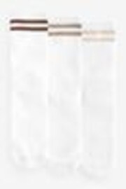 White/Neutral Stripe Cushion Sole Ribbed Sport Ankle Socks 3 Pack With Arch Support - Image 1 of 1