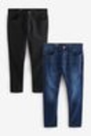 Blauw mid/zwart effen - Verpakking van 2 - Skinny fit klassieke stretchy jeans - Image 1 of 1