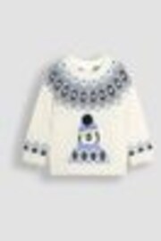 JoJo Maman Bébé Ecru Penguin Christmas Penguin Fair Isle Pattern Jumper - Image 1 of 1