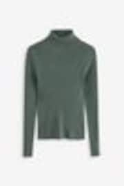 Green Khaki High Roll Neck Rib Knitted Jumper - Image 1 of 1