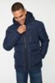 Threadbare Navy Showerproof Double Layer Puffer Hooded Jacket - Image 1 of 1