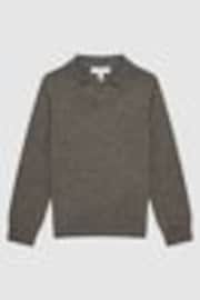 Reiss Mouse Melange Swift Senior Wool-Cashmere Blend Open Collar Polo - Image 1 of 1