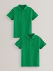 Green Regular Fit Cotton School Short Sleeve 100% Cotton Polo Shirts 2 Pack (3-16yrs) - Image 1 of 1