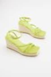 Lime Green Forever Comfort® Twist Strap Detail Square Toe Wedge Sandals - Image 1 of 1