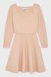 Reiss Pale Pink Marnie Senior Square Neck Knitted Dress - Image 1 of 1