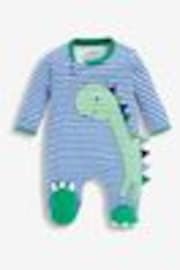 Blau Dinosaurier - ​​​​​​​Jojo Maman Bébé Baby-Schlafanzug aus Baumwolle mit Applikation und Reißverschluss - Bild 1 von 1