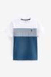 Blue/White Textured Colourblock Short Sleeve 100% Cotton T-Shirt (3-16yrs) - Image 1 of 1