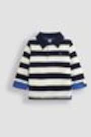 JoJo Maman Bébé Navy Ecru Stripe Stripe Rugby Shirt - Image 1 of 1