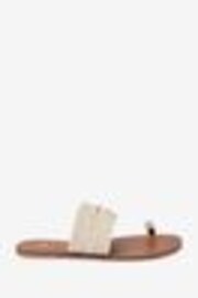 Cream Leather Woven Toe Loop Sandals - Image 1 of 1