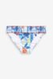Blue/White Print Shirred High Leg Bikini Bottoms - Image 1 of 1