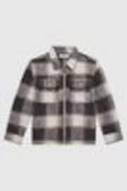 Reiss Charcoal Angelo Senior Checked Zip Up Overshirt - Image 1 of 1
