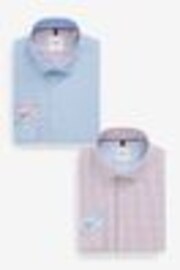 Blue/Red Tattersall Check Regular Fit Trimmed Shirts 2 Pack - Image 1 of 1