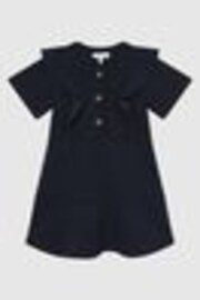 Reiss Navy Fearne Junior Ruffle Sleeve Button Dress - Image 1 of 1