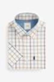 Crème/bleu à carreaux Tattersall - Standard - Chemise Oxford Easy Iron boutonnée à manches courtes - Image 1 de 1