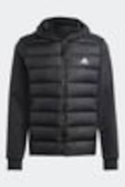adidas Black Essentials Hybrid Down Hooded Jacket - Image 1 of 1
