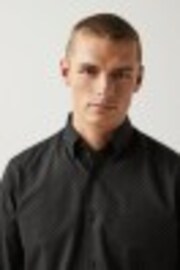 Black/Yellow Gold Printed Regular Fit Easy Iron Button Down Oxford Shirt - Image 1 of 1