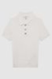 Reiss Ecru Eli Junior Press Stud Cable Knit Polo Shirt - Image 1 of 1