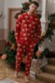 Red Reindeer Matching Family Mens Cosy Pyjamas - Image 1 of 1