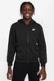 Nike Black Club Fleece Zip Through Hoodie - Image 1 of 1
