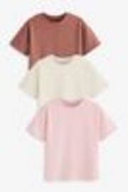Pink/Ecru/Brown Oversized T-Shirts 3 Pack (3-16yrs) - Image 1 of 1